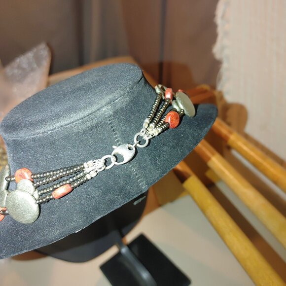 Sterling Silver Natural Stone Necklace Red Jasper or Coral stamped 925 - Picture 7 of 13